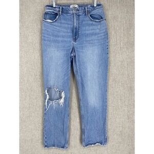 Abercrombie Fitch Jeans Women 32 Blue 90s Straight Ultra High Rise Distressed